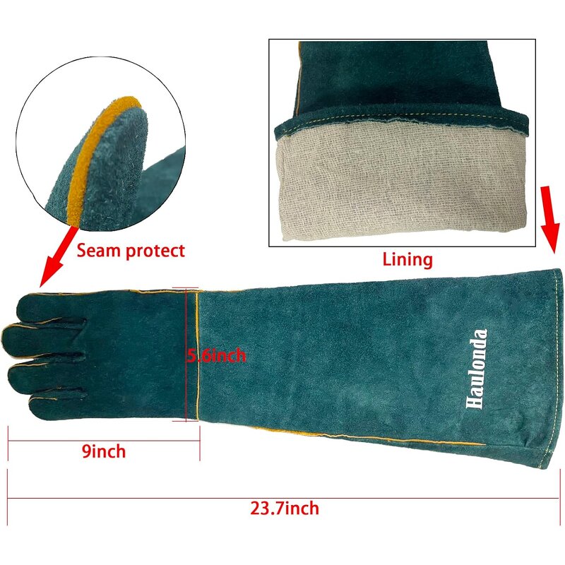 Pet Grooming Gloves Manufacturer - Anti-Bite Leather Safety for Bathing Dog Cat Bird Snake Lizard