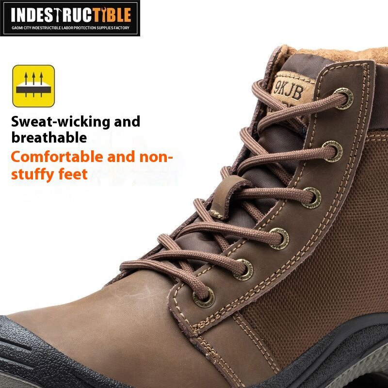 Construction Safety Boots Manufacturer - Men's Four Seasons Wear-Resistant Smash-Proof Steel Toe Labor Shoes
