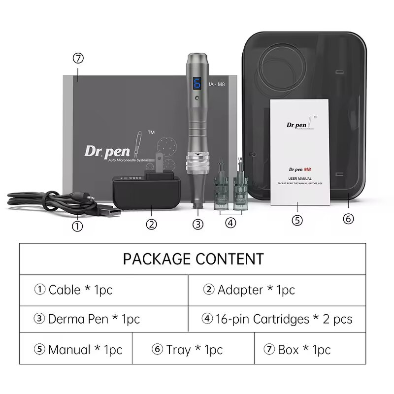Derma Pen Kit Manufacturer - Original Dr Pen M8 3 Slots Design Rechargeable Microneedling Pen with 16pins Cartridge