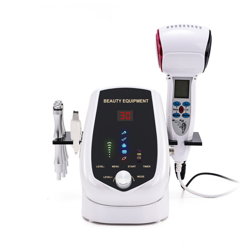 Microdermabrasion Beauty Instrument Manufacturer - 5-in-1 Diamond Micro Carving Facial Peeling Machine Red Blue Light Cryo Hammer