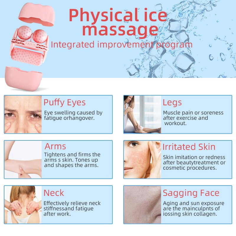 Face Massager Manufacturer - 2 in 1 Ice Eye Roller for Relieve Fatigue Pain Redness & Skin Tighten