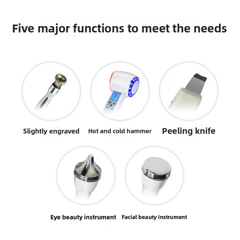 Microdermabrasion Beauty Instrument Manufacturer - 5-in-1 Diamond Micro Carving Facial Peeling Machine Red Blue Light Cryo Hammer