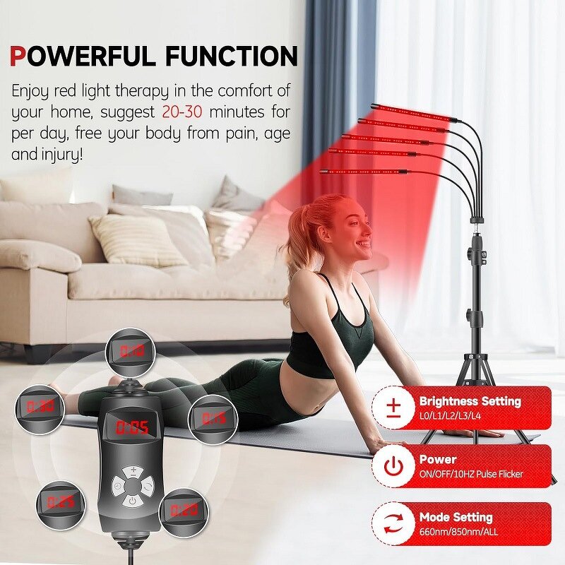 Red Light Therapy Lamp Manufacturer - 30w Standing for Body & Face Pain Relief 660nm/850nm