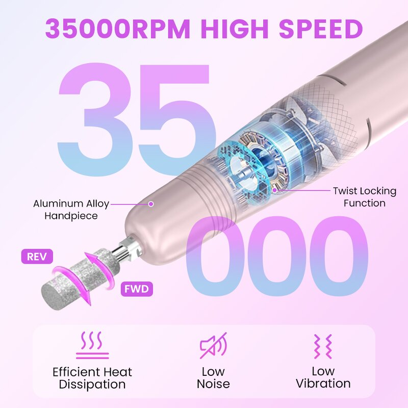 Professional Nail Drill Manufacturer - Brushless 35000rpm Manicure Electric Gel Polishing Sander