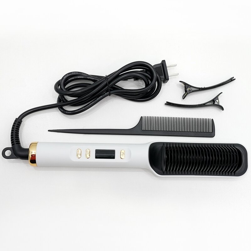 Hair Straightener Brush Manufacturer - Electric PTC Heat 3 in 1 Hair Dryer Curling Flat Iron Comb