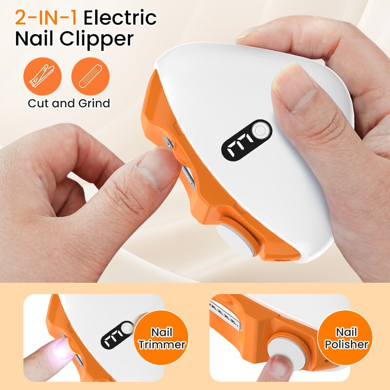 Electric Nail Cutter Manufacturer - 2 in 1 Portable Safety Baby Trimmer With Light Scraps Storage
