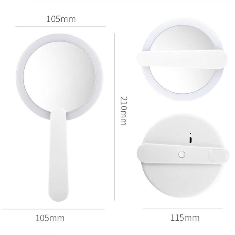 Makeup Mirror Manufacturer - OEM Handheld LED Light Wholesale Low MOQ Custom LOGO Plastic Travel Portable