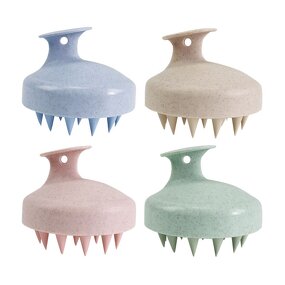 Shampoo Brush Manufacturer - Private Logo Wheat Straw Hair Brush with Soft Silicone Scalp Massager Scalp Care