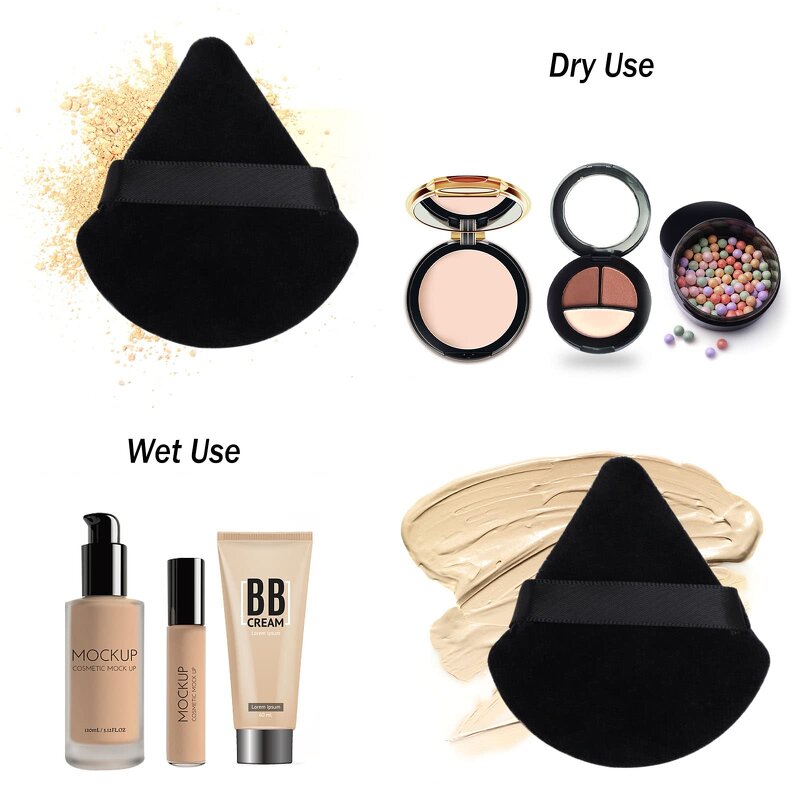 Powder Puff Manufacturer - Triangle Loose Powder Face Thick Soft Cotton Private Label Finger Velour Velvet