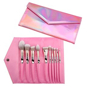 Makeup Brush Set Manufacturer - Hot Sell Fashionable 10pcs Foundation Make up Brushes with Shell Cosmetic Bag