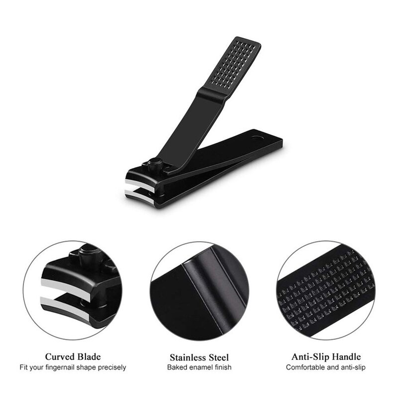 Nail Clippers Set Manufacturer - Black Matte Stainless Steel 3 Pcs Slant Edge Toenail Cutter Gift for Men & Women