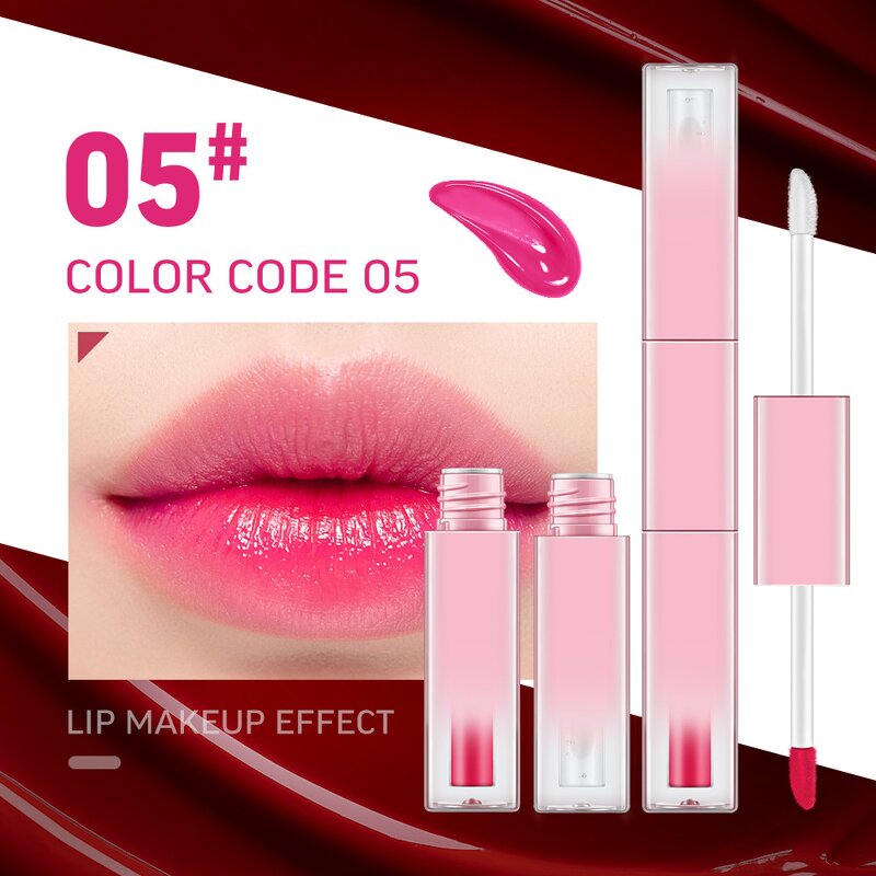 Lip Gloss Manufacturer - Double End Lip Glaze Soft Cream 2 in 1 Dual Heads Moisturizing Without Logo