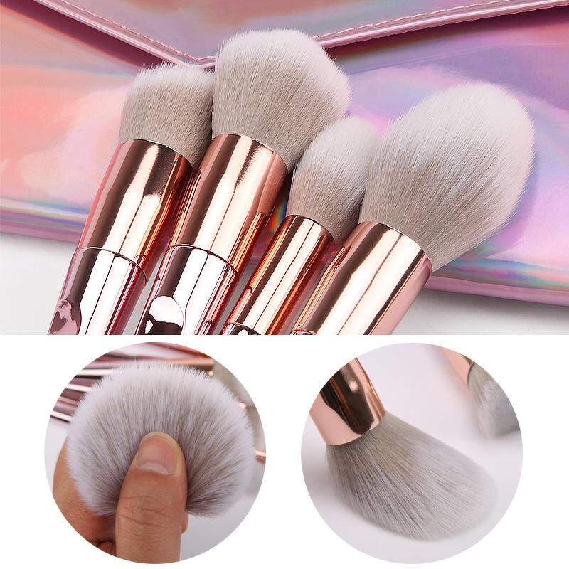 Makeup Brush Set Manufacturer - Hot Sell Fashionable 10pcs Foundation Make up Brushes with Shell Cosmetic Bag
