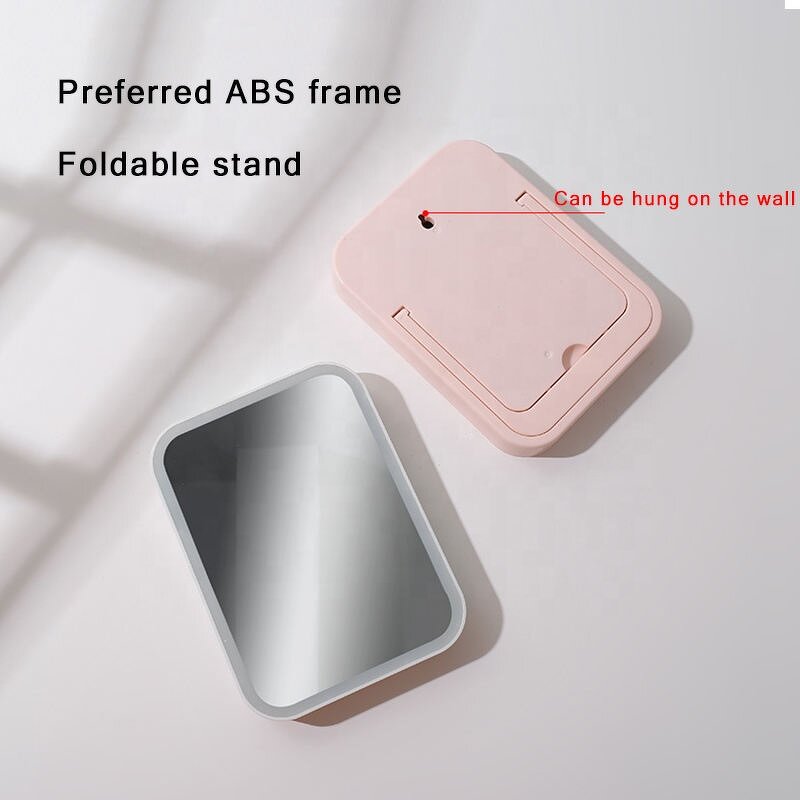 Makeup Mirror Manufacturer - Portable Desktop Rectangle Table Folding Cosmetic Custom Logo Lighted LED