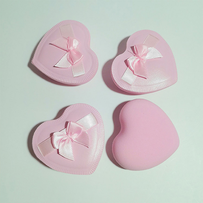 Makeup Sponge Manufacturer - Heart Bowknot Marshmallow Puff for BB Cream Foundation Dry and Wet Dual-Use