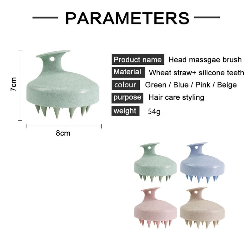 Shampoo Brush Manufacturer - Private Logo Wheat Straw Hair Brush with Soft Silicone Scalp Massager Scalp Care