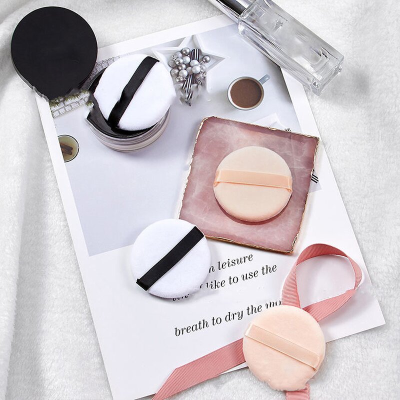 Powder Puff Manufacturer - Round Loose Powder Face Thick Soft Cotton Private Label Finger Velour Velvet