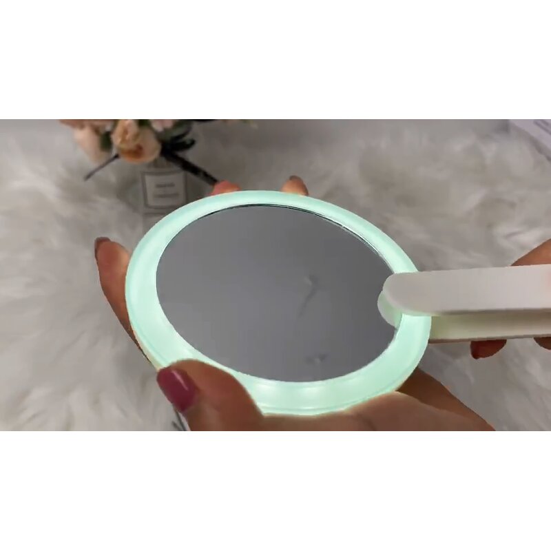 Makeup Mirror Manufacturer - OEM Handheld LED Light Wholesale Low MOQ Custom LOGO Plastic Travel Portable