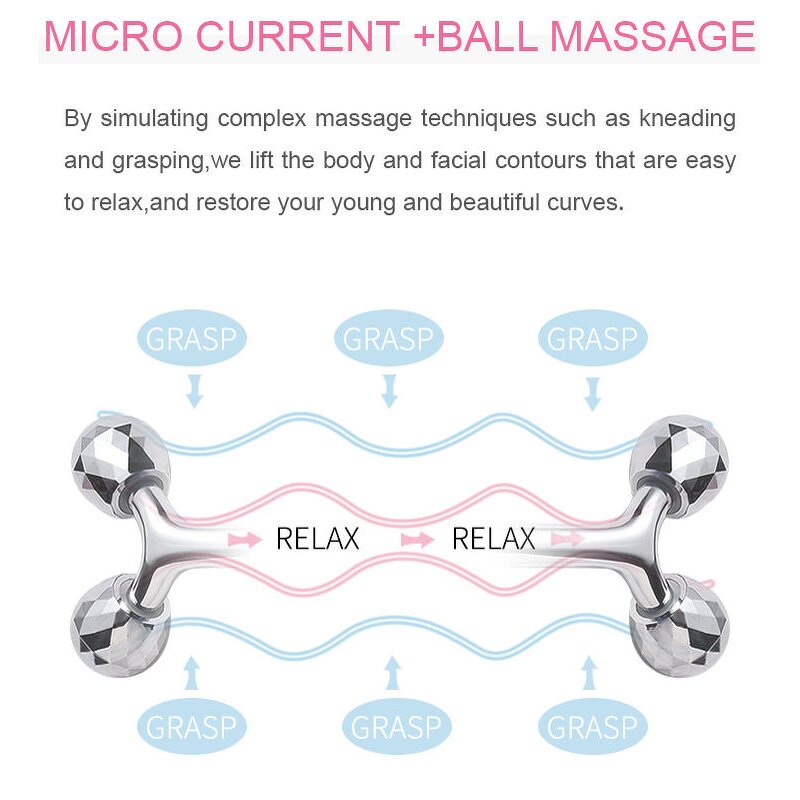 Face Massage Roller Manufacturer - Private Label Microcurrent V Face Lifting 360 Rotate Manual Body 3D