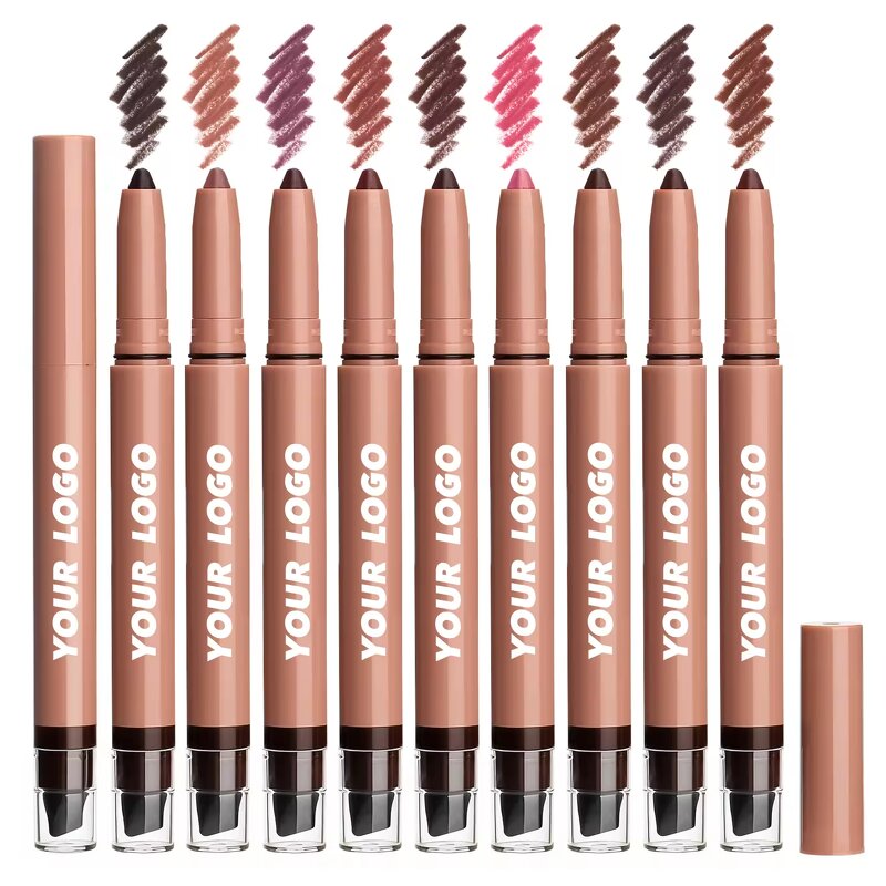 Lip Liner Manufacturer - 9 Colors Double-Ended Matte with Blending Brush Easy-Glide Dual-End Pencil & Smudge