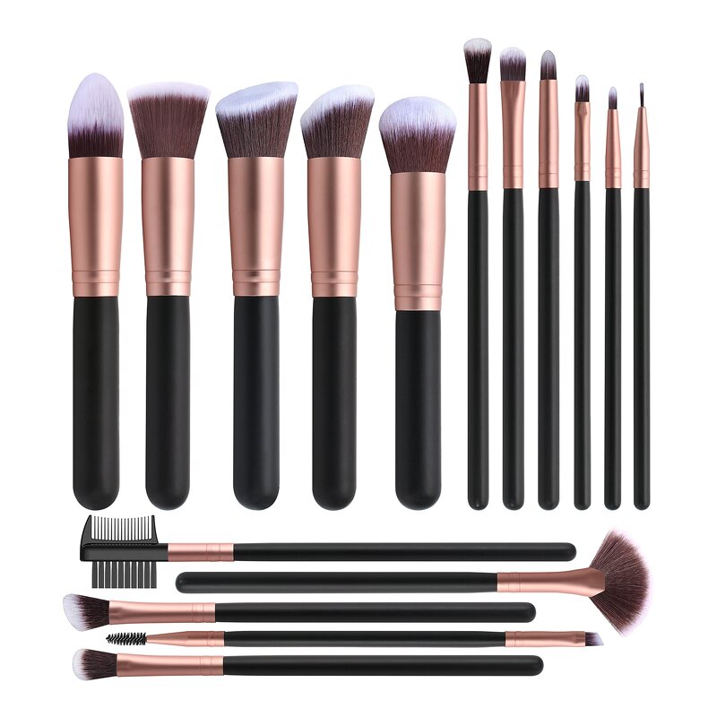Makeup Brush Manufacturer - Private Label 16 Black Cross-Border Foundation Brush with Logo for Loose Powder Eye Set