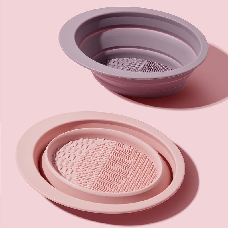 Brush Cleaning Bowl Manufacturer - New Foldable Beauty Cleaning Tools Silicone Makeup Brush Cleaner Pad