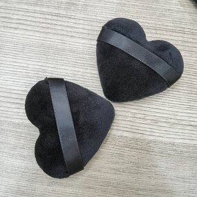 Powder Puff Manufacturer - Custom Logo Soft Natural Cotton Heart Shape Finger Velour with Logo