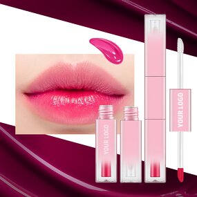 Lip Gloss Manufacturer - Double End Lip Glaze Soft Cream 2 in 1 Dual Heads Moisturizing Without Logo