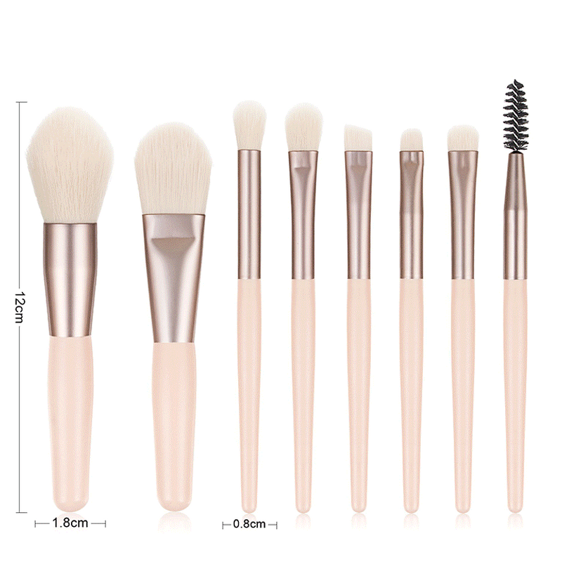 Makeup Brush Set Manufacturer - Hot Sale 8 Pcs Natural Custom Private Label Red Pink Blue Mini Travel Angle Portable