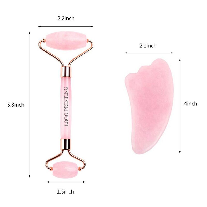 Facial Roller Manufacturer - OEM Hot Sales Skin Care Tools Custom 100% Natural Crystal Rose Quartz Gua Sha Jade