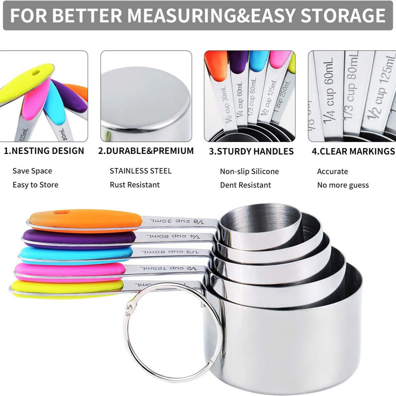 Measuring Cup Spoon Set Manufacturer - 13-Piece Colorful Silicone Handle Scale Baking Kitchen Tool