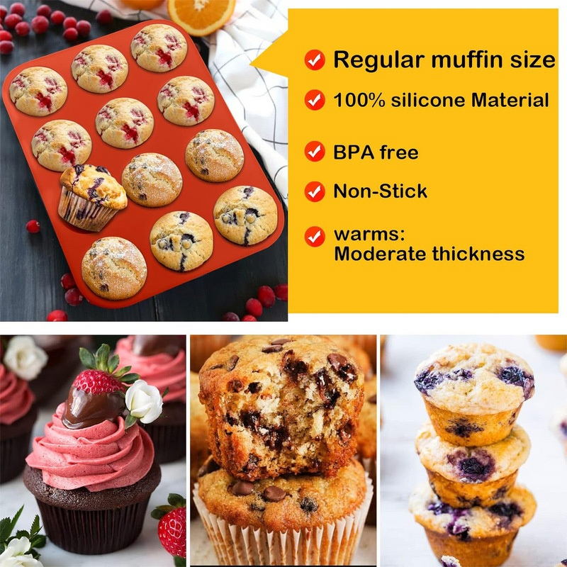 Silicone Cake Mold Manufacturer - 12-Hole Round Food Grade Muffin Cup DIY Baking Tray Tool