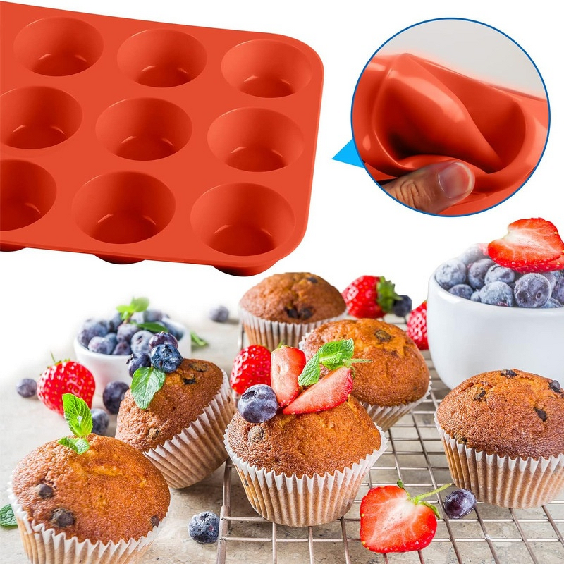 Silicone Cake Mold Manufacturer - 12-Hole Round Food Grade Muffin Cup DIY Baking Tray Tool