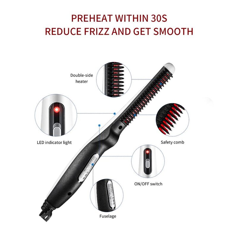 Hair Comb Brush Manufacturer - Multifunctional Quick Beard Straightener Curling Styler for Men