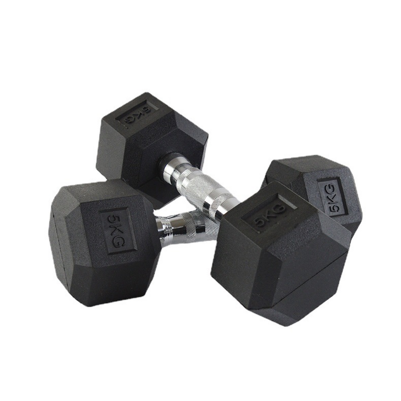 Fixed Dumbbell Manufacturer - Hexagonal Cast Iron Rubber Coated Men Gym Fitness Push-ups Household Dumbbell