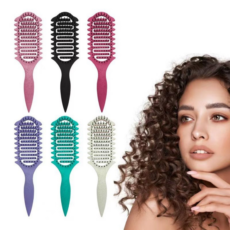 Hair Curling Comb Manufacturer - E-commerce Curly Hollow Air Cushion Hairdressing Bouncing PP Straw Comb