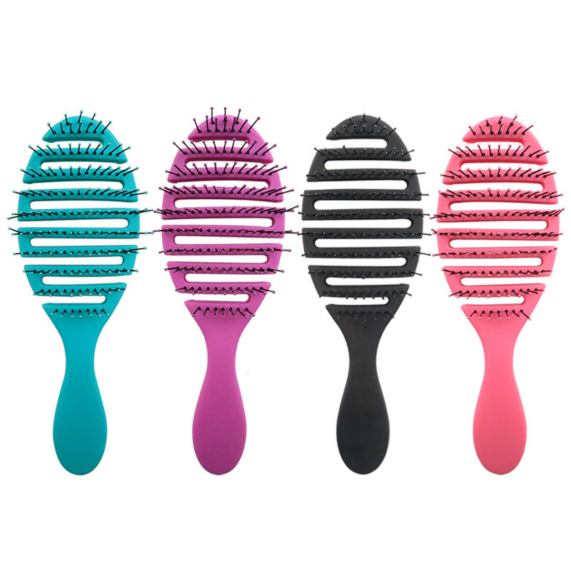 Scalp Massage Comb Manufacturer - Plastic Ribs Hollow-out Fluffy Wet/Dry Dual-use High Crown Hairstyle Tool