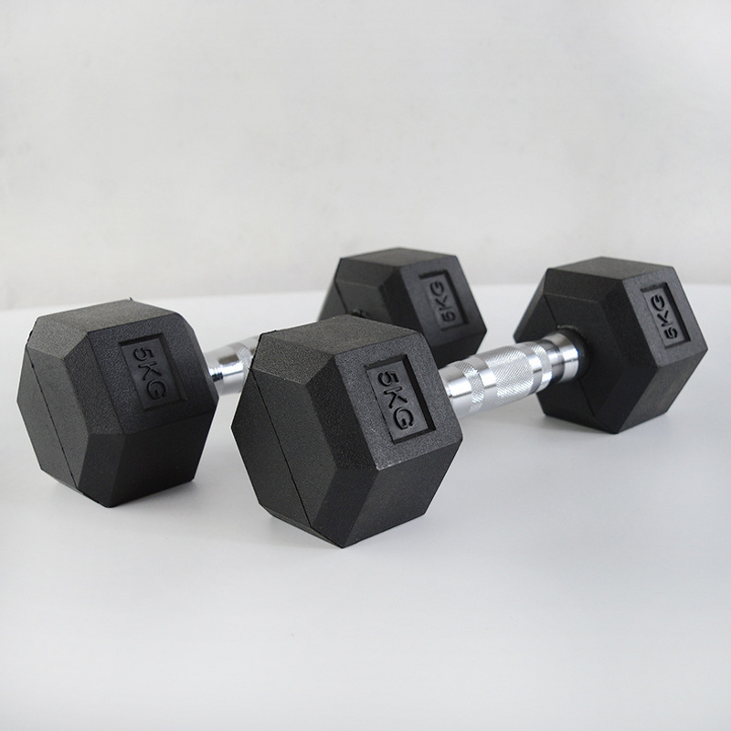 Fixed Dumbbell Manufacturer - Hexagonal Cast Iron Rubber Coated Men Gym Fitness Push-ups Household Dumbbell