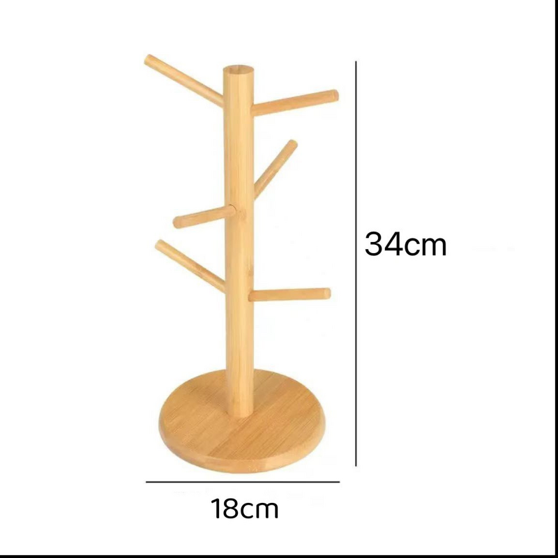 Mug Rack Manufacturer - Bamboo Wood Tree-Shaped Desktop Coffee Mug Storage Kitchen Living Room Organizer