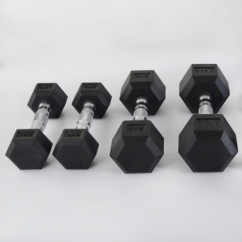 Fixed Dumbbell Manufacturer - Hexagonal Cast Iron Rubber Coated Men Gym Fitness Push-ups Household Dumbbell