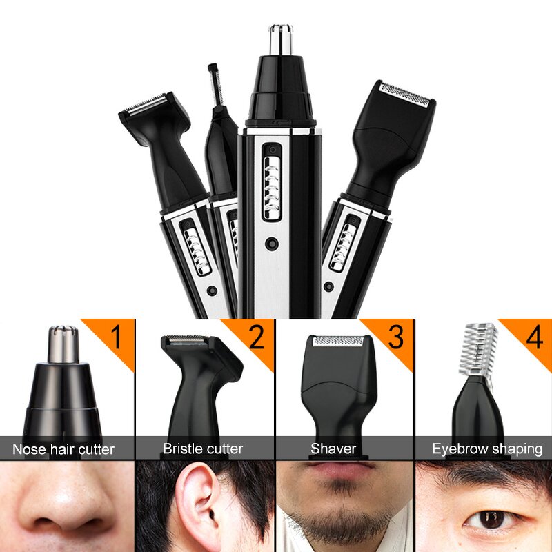 Electric Nose Trimmer Manufacturer - 4 in 1 Water Resistant Ear Shaver Beard Trimer Men Epilator