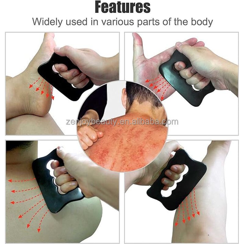 Bian Stone Gua Sha Manufacturer - Zenjoy 100% Natural Black Oval Facial Body Tool with Custom Logo Box
