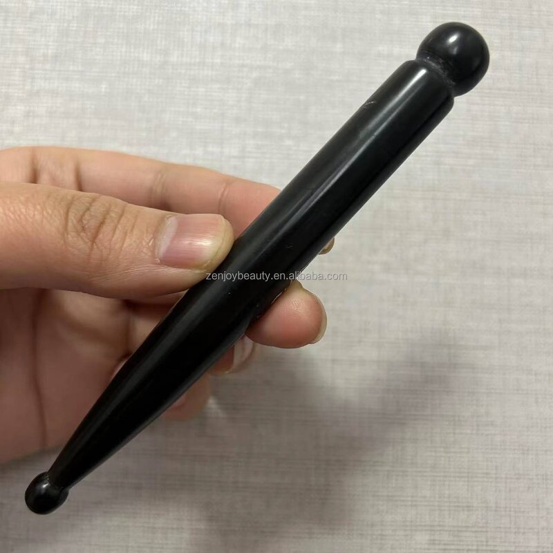 Bian Stone Gua Sha Manufacturer - Zenjoy 100% Natural Black Oval Facial Body Tool with Custom Logo Box