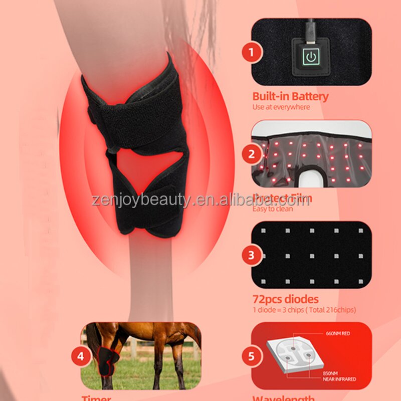 Horse Red Light Therapy Wrap Manufacturer - 660nm 850nm Hock Built in Battery for Equine Pain Relief Lap