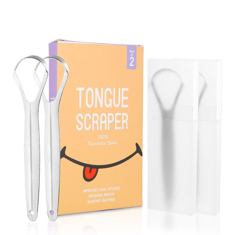 Tongue Scraper Set Manufacturer - Best Premium Stainless Steel 2 Pack Cleaner Tool With Travel Case for Adults