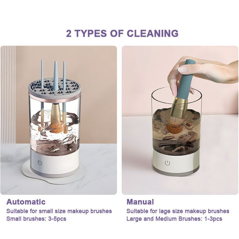 Makeup Brush Cleaner Manufacturer - 2 in 1 Electric Portable Cosmetic Cleaning Tool All Size Beauty Brushes Set Holder Washing Blender