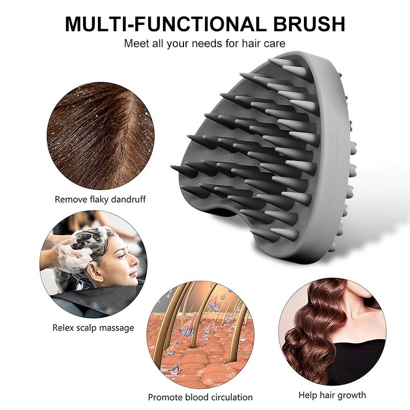 Scalp Care Massager Manufacturer - Custom Logo Soft Silicone Bath Shampoo Hair Brush Washing Head Massage Exfoliator Brushes