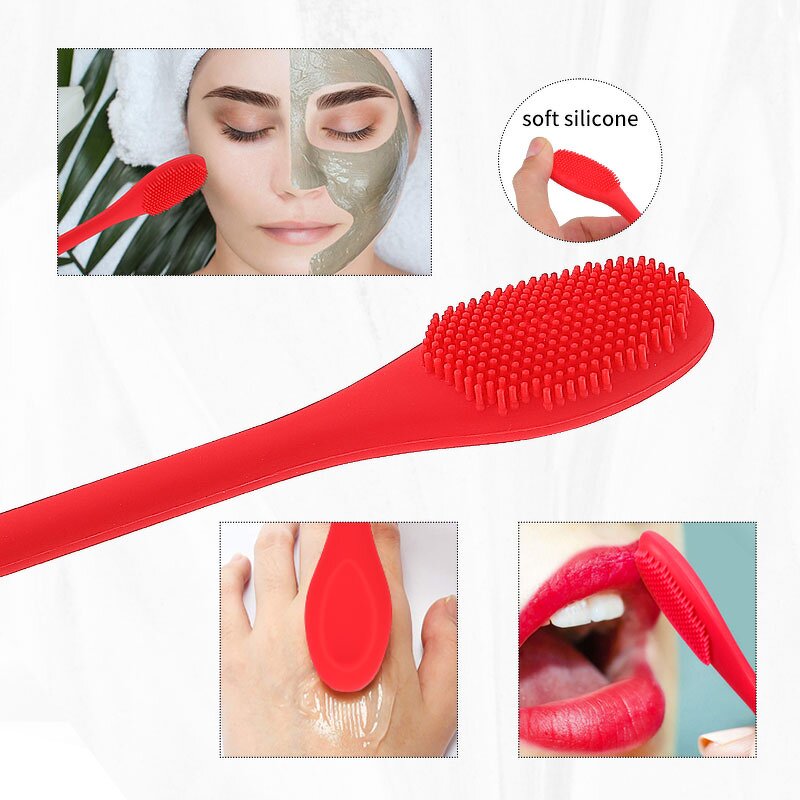 Face Mask Brush Manufacturer - 2 in 1 Double Sided Soft Flexible Silicone Facial Cleaning Massager Cosmetic Exfoliating Tool