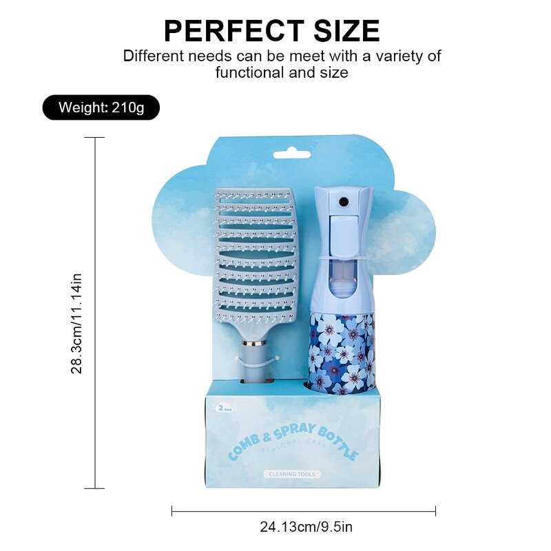 Hair Comb Set Manufacturer - Custom High Quality Wide-Toothed Brush High-Pressure Spray Bottle Flower Hair Clip