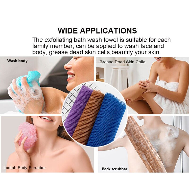 Back Scrubber Towel Manufacturer - Japanese Korean High Grade Nylon Long Bath African Net Sponge Exfoliating Shower Cloth